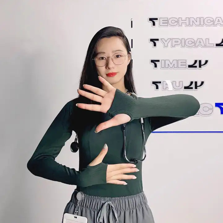 Round neck long sleeve T shirts scrub uniforms slim fit nurse underscrubs