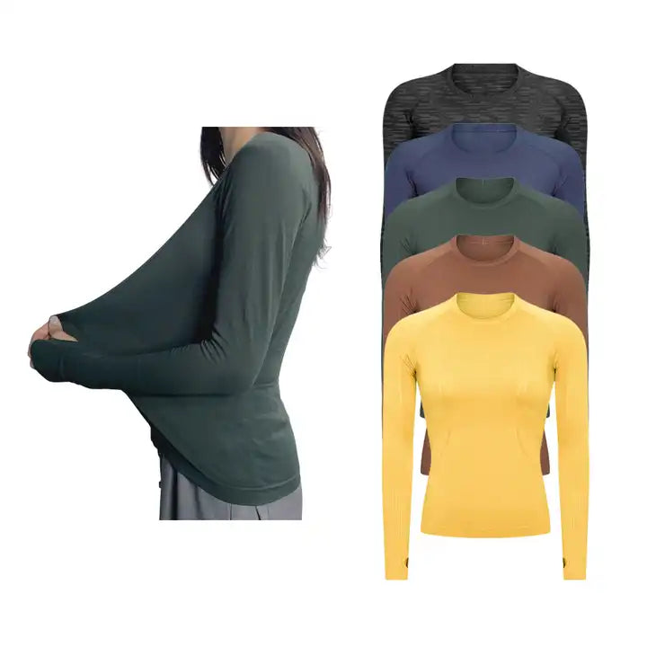 Round neck long sleeve T shirts scrub uniforms slim fit nurse underscrubs