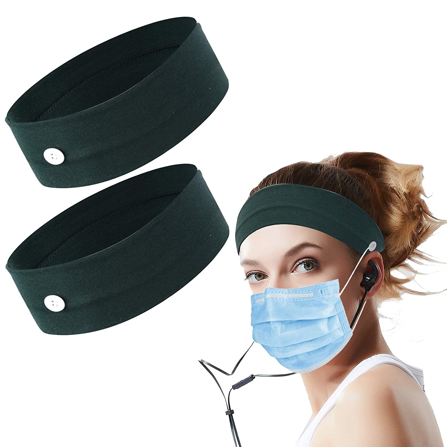 Stretchable Headband With Button (2 Pack)
