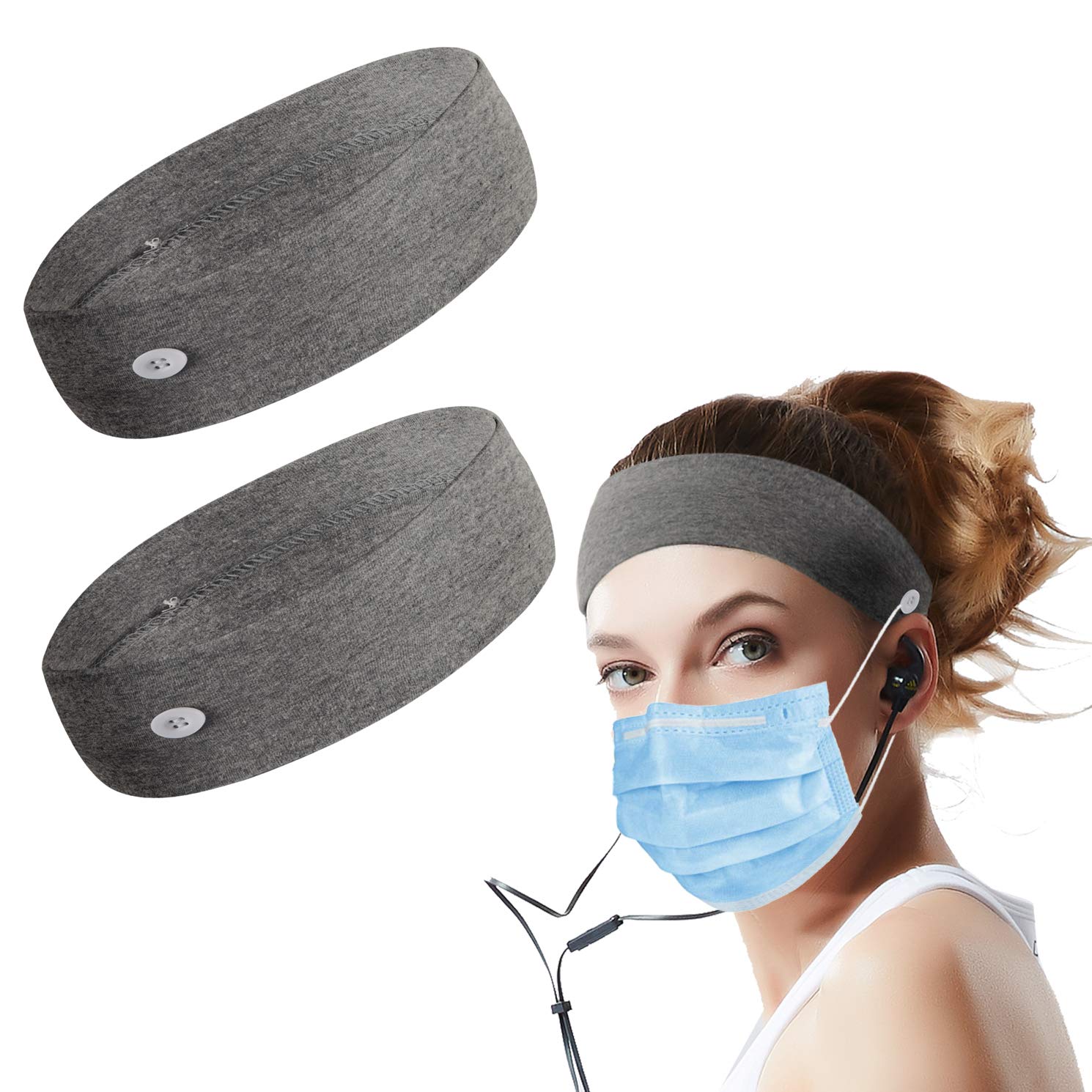 Stretchable Headband With Button (2 Pack)