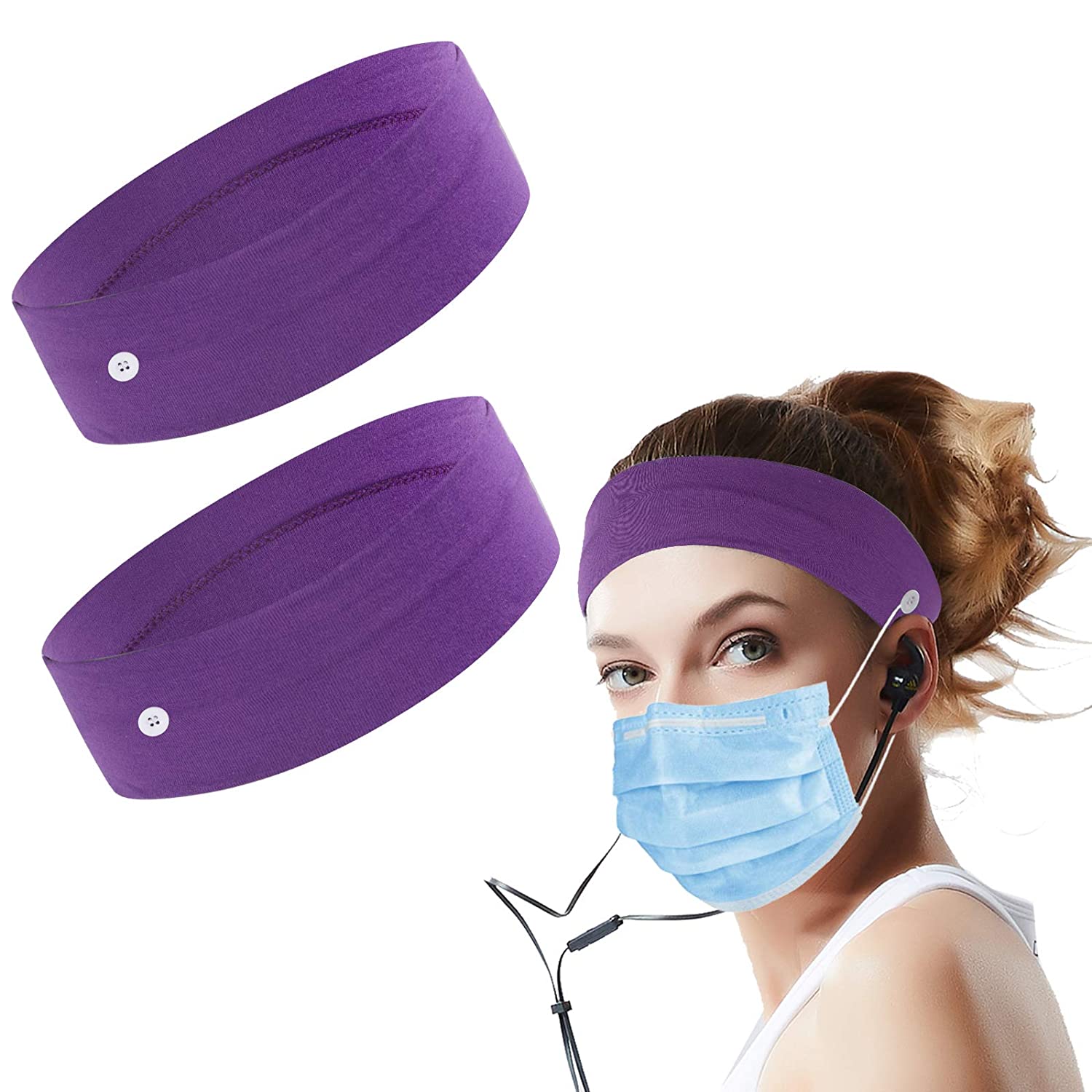 Stretchable Headband With Button (2 Pack)