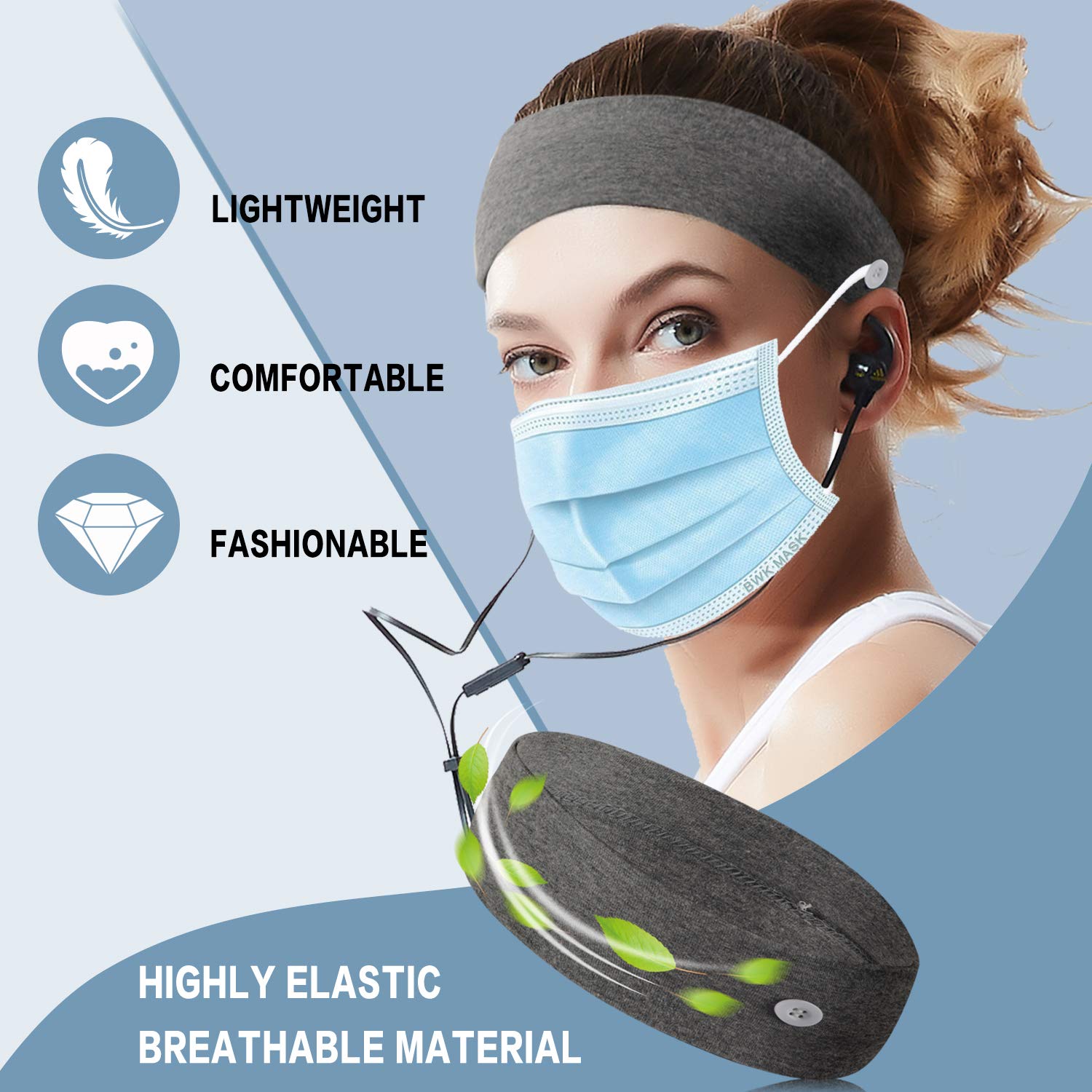 Stretchable Headband With Button (2 Pack)