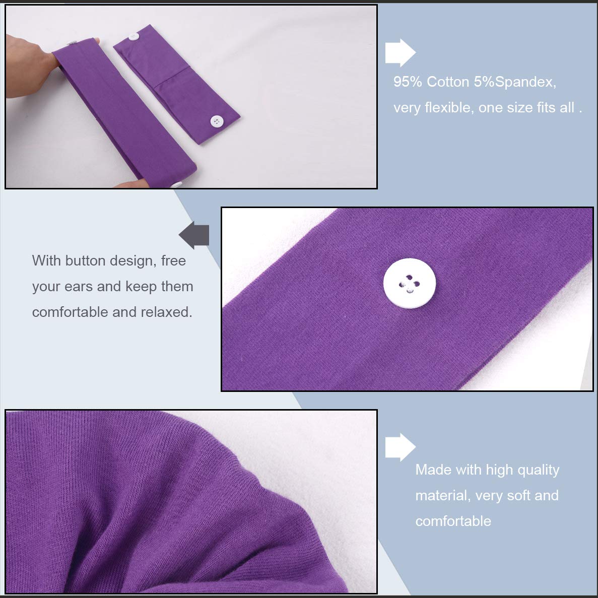 Stretchable Headband With Button (2 Pack)